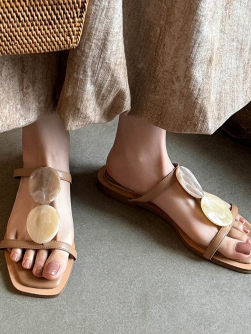 Zara Tan Slide Sandals Open Toe Slides Sandals